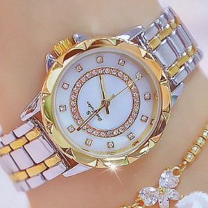 Relógio De Quartzo Dourado Com Decoração De Strass