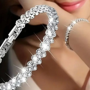 Pulseira decoração em zircônia prata