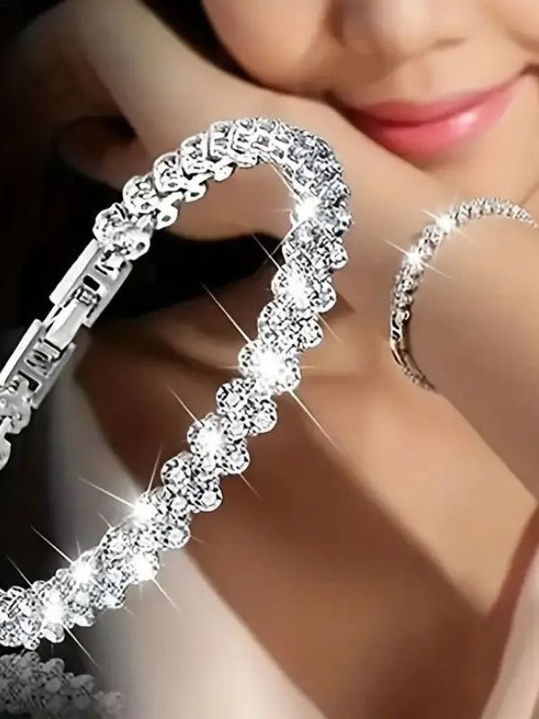 Pulseira decoração em zircônia prata