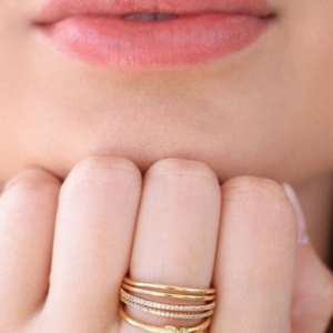 2 peças de anel Dourado de decoração de zircão