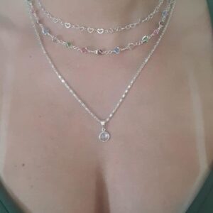 Colar prata em camadas Decoração de strass